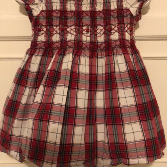 Janie and Jack Red Velvet Collar Smocked Plaid Dress - Picture 4 of 9